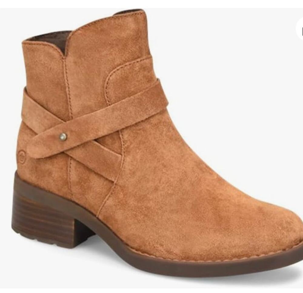 Born Women's Tori Boots Tan Camel Suede Size 8 NWOB Wraparound Straps Comfy
